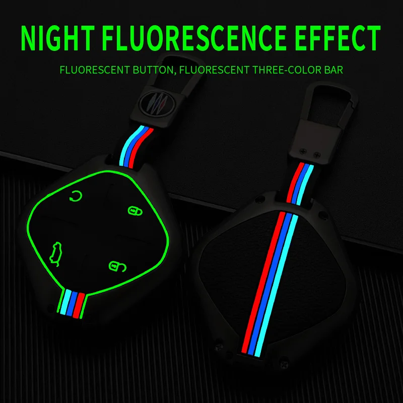 Zinc Alloy+Silicone Car Key Shell Case Cover Remote Control Smart Key Bag Covers Fit for JAC KMC Chery Jetour