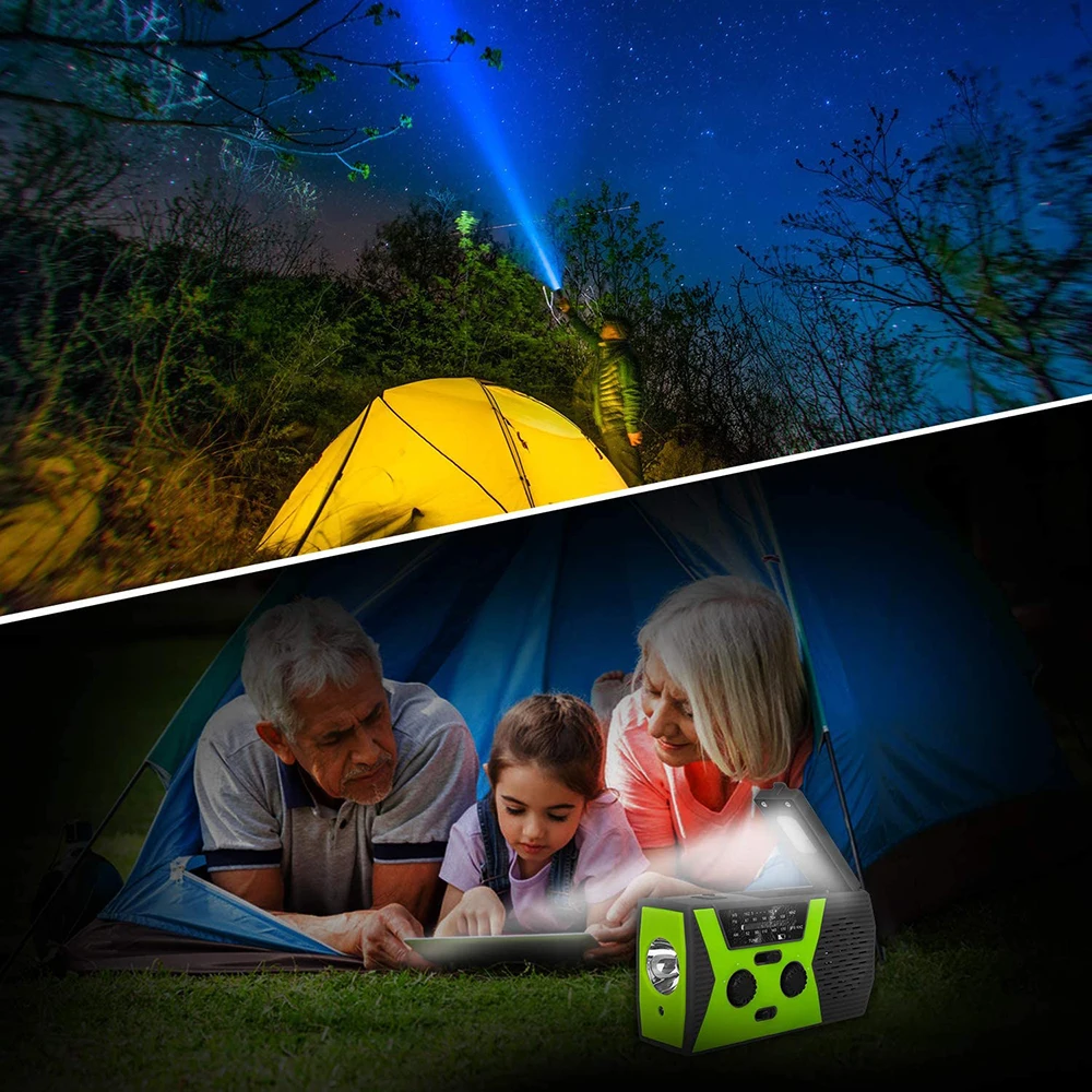 Высококачественный аварийный радиоприемник на солнечной батарее, 2000 мАч, AM/FM/NOAA, Метеорологический радиоприемник с лампой для чтения, Аварийная сигнализация