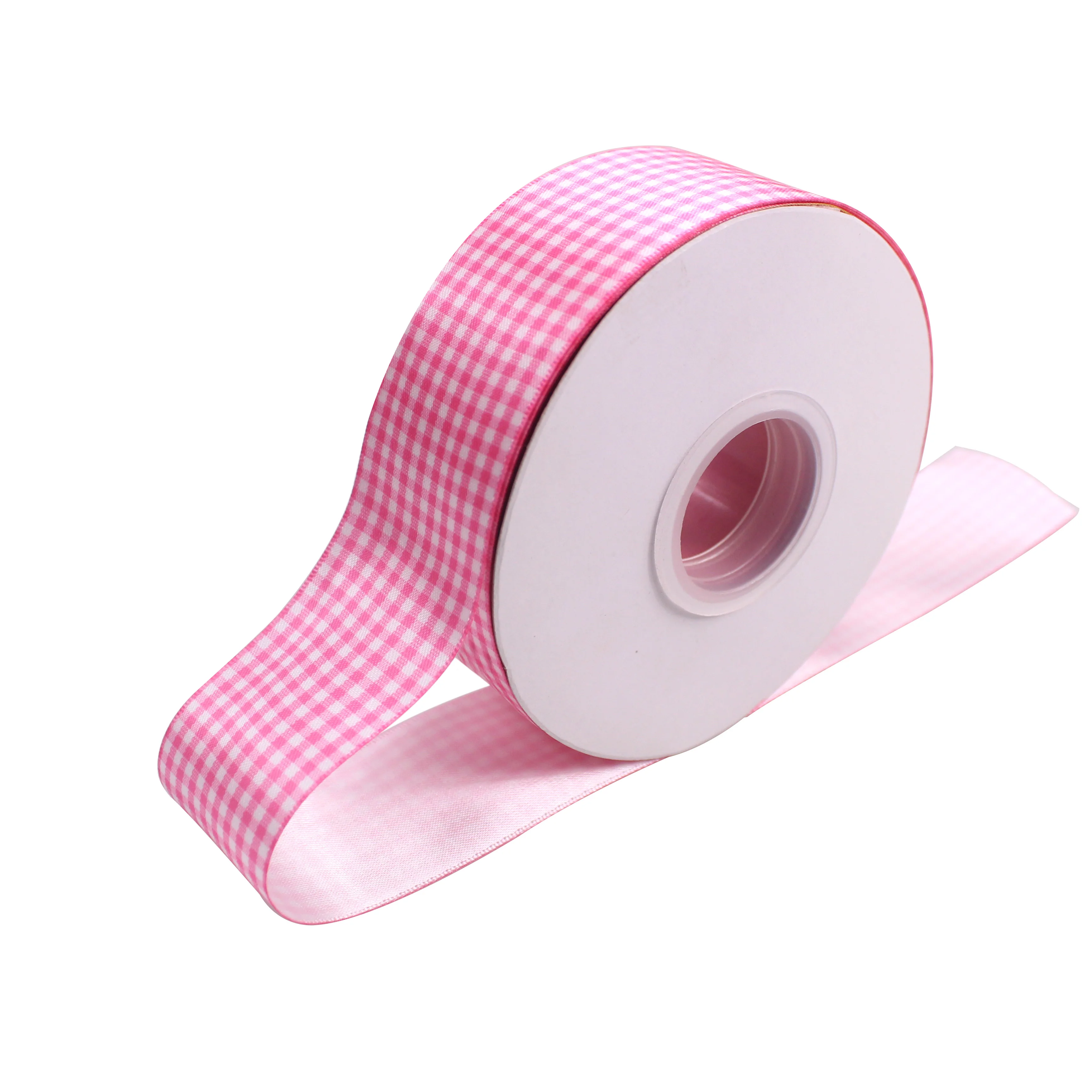 1 inch  Plaid Ribbon Grid Printed Satin Ribbon for Handmade DIY Craft