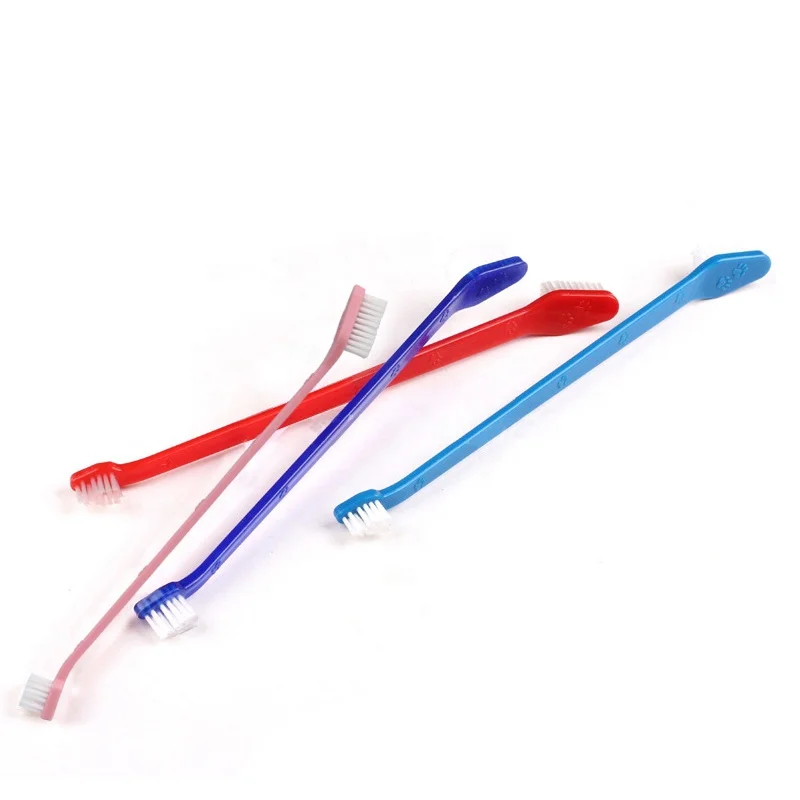 
Factory Wholesale LOW MOQ Cheap Big Small Double Heads Pet Cat Dog Toothbrush For Dog 