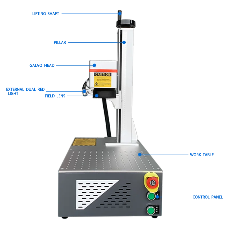 20W/ 30W/ 50W desktop fiber laser marking machine for taking off mirror mercury mirror paint stripping machine