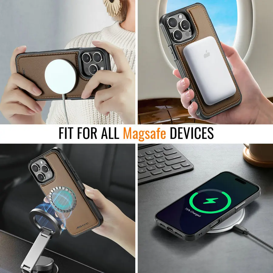 Jeehood New Product 2025 for iphones 16 Magsafe Case RFID PU Leather 3 in 1 Detach Wallet Card Holder for iPhone 16 15 14 Case