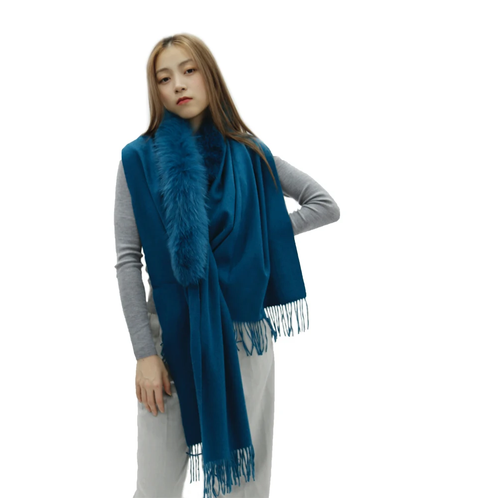 Индивидуальный выбор цвета элегантный зимний теплый классический однотонный большой шарф-накидка с кисточками шаль