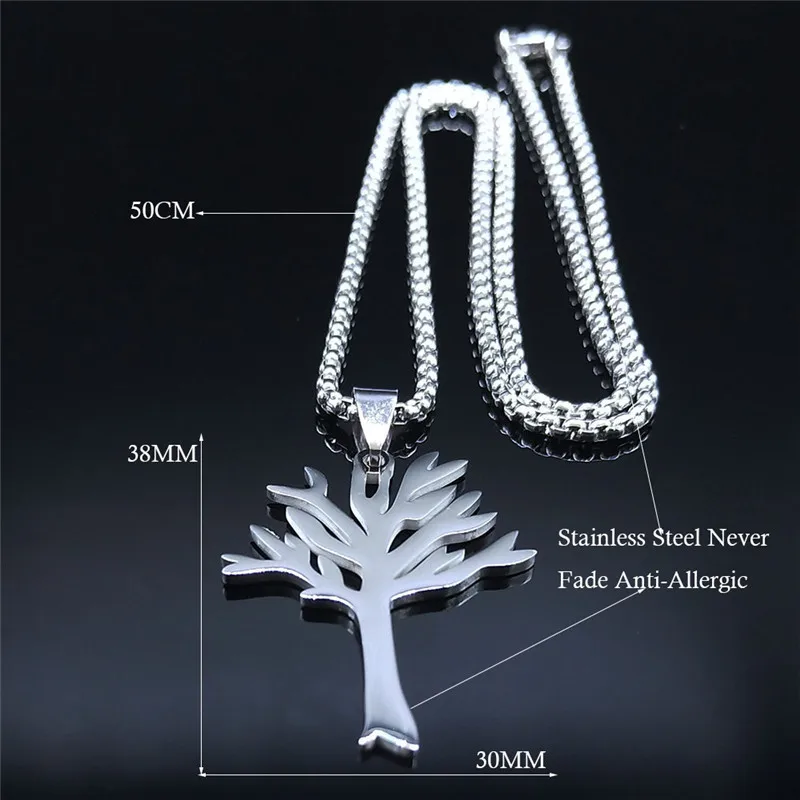 new Cross-border hollow Tree of Life stainless steel necklace for women