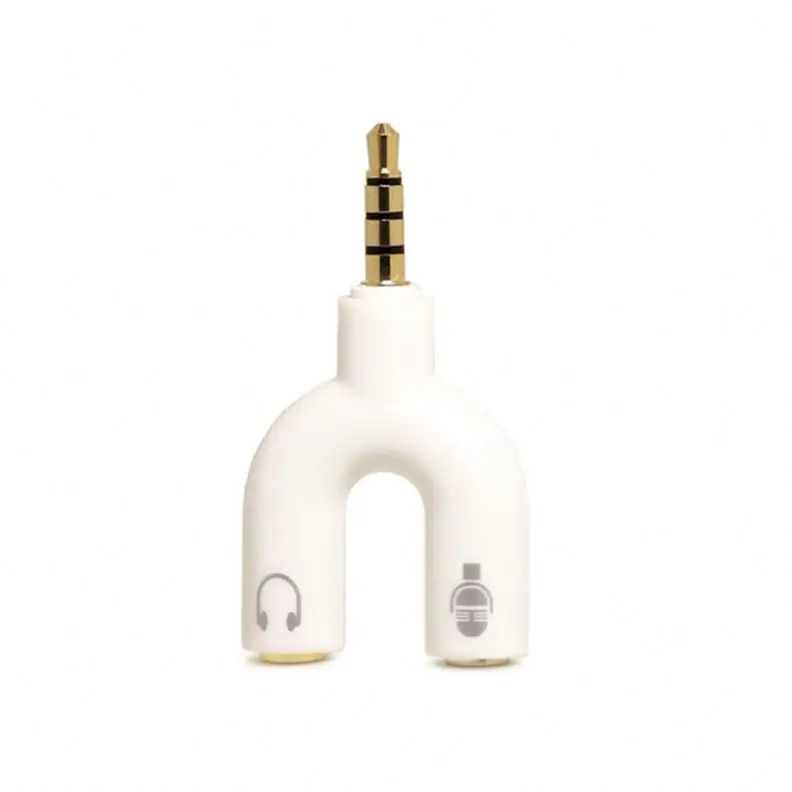 1PC Earphone Splitter 3.5mm Audio Converter 1 Male To 2 Female U Shape Stereo 2 Way Headphone Adapters Converter  M1080