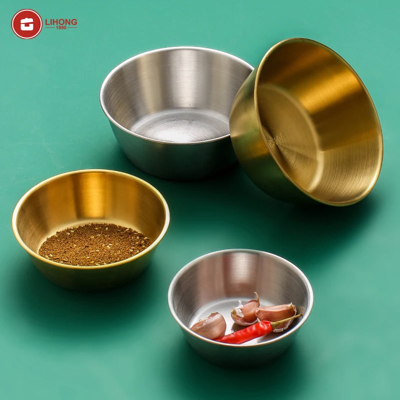 304 Stainless Steel Korean-Style Rice Wine Bowl Restaurant Snack Bowl Easy Clean Silver/Gold Thai Restaurant Bowl