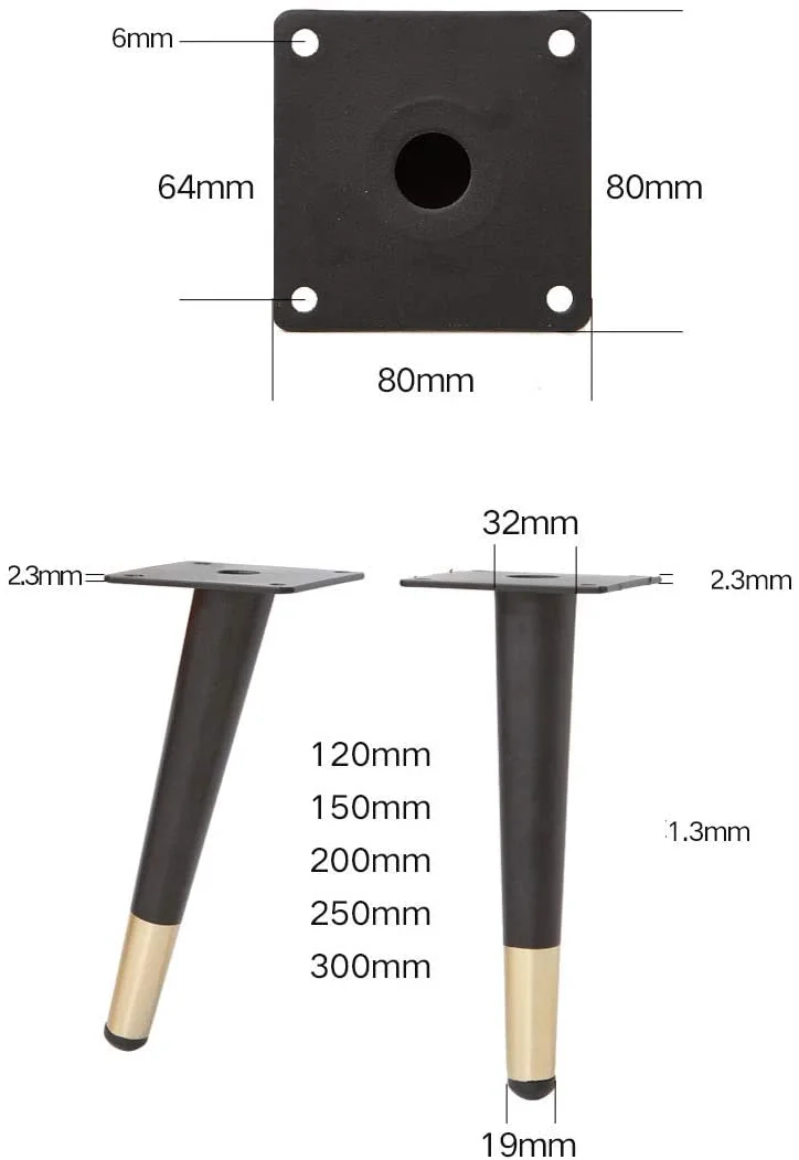 Metal material Black Mix Gold Furniture Sofa table cabinet tilt Leg