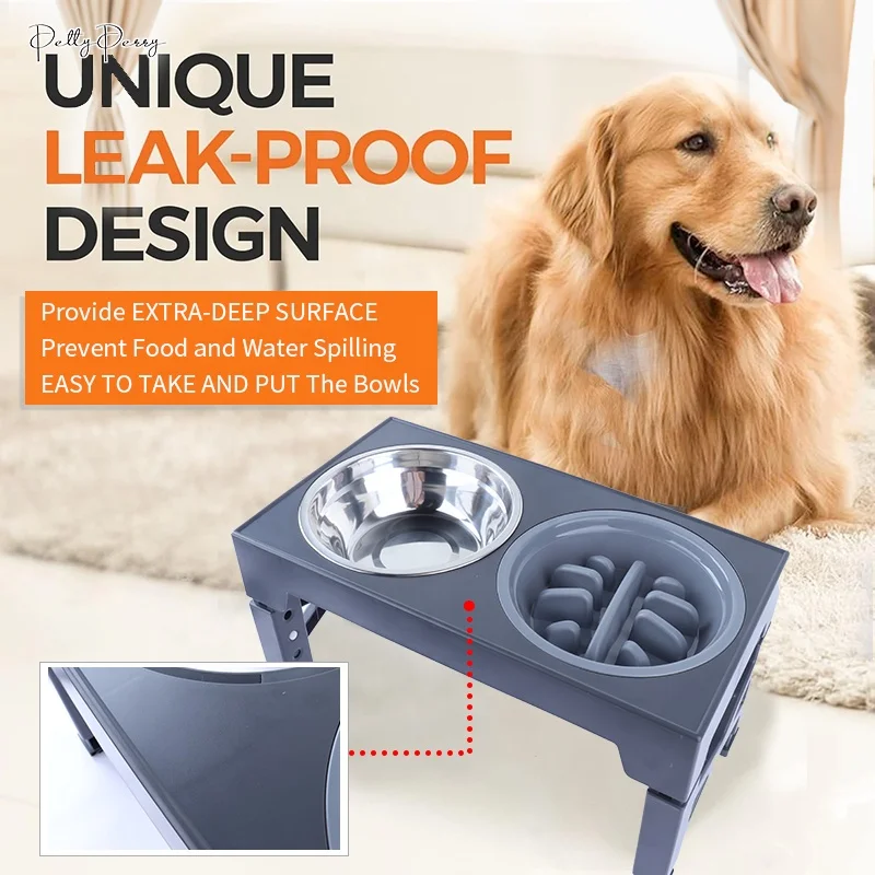 Anti-Slip Stand Raised Dog Feeder Elevator With Stainless Steel And Slow Blow