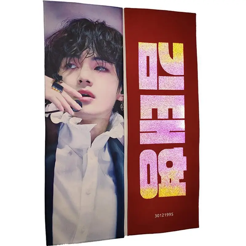 Low Price Magical Reflective Microfiber Kpop Idol Slogans Reflective Holographic Glitter Star Banner Towels