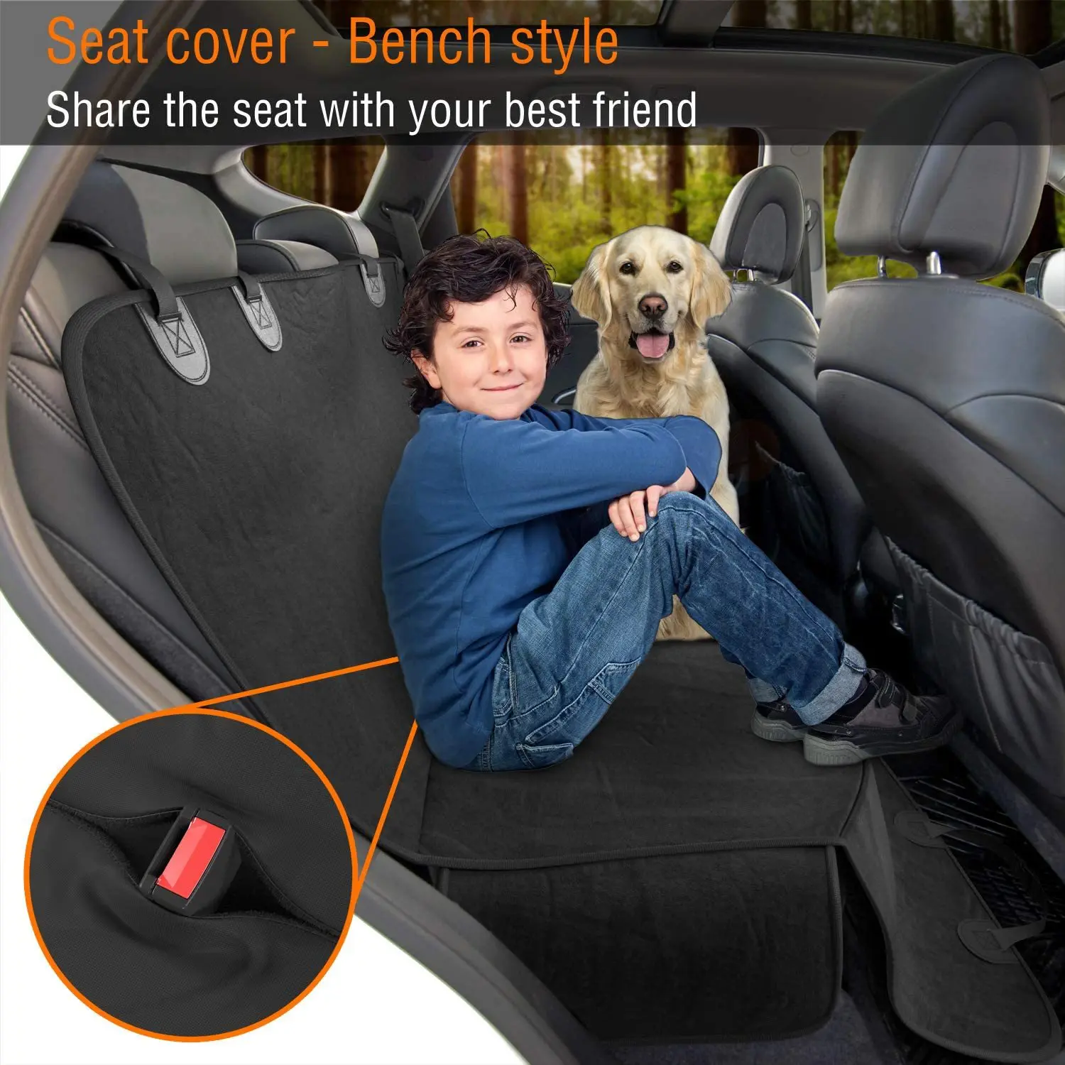 3-in-1 Convertible Dog Car Seat Cover 100% Waterproof Dog Seat Cover Nonslip Dog Hammock 600D Heavy Scratchproof Pet Seat Cover