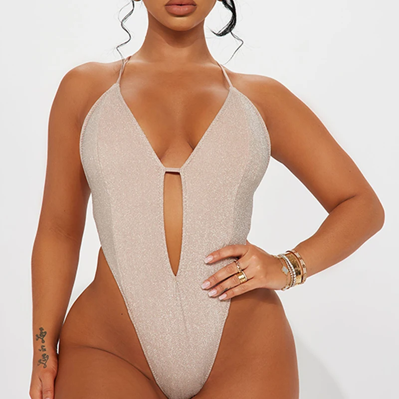 Wholesale Custom Manufacturers Luxury Women Sexy Backless Plain Blank Swimwear Beach Ladies Thong High Cut Trendy Swimsuit