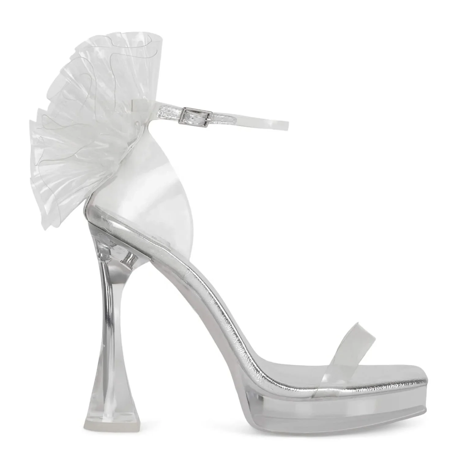 Enmayer Custom Logo Luxury Sandals Super High Chunky Heel Shoes Clear PVC Party Shoes Platform Sandals High Heels For Women