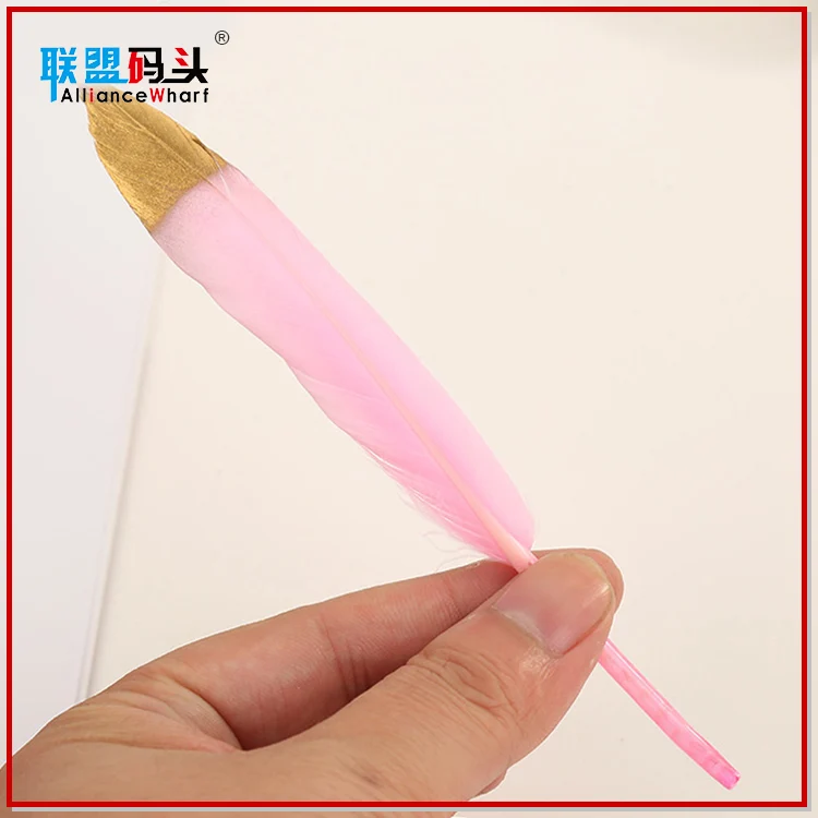 Cheap 10-15cm Goose Feather Jewelry Decorative Accessories Feather With Gold Painted Tips For Garment Hats Crafts Making