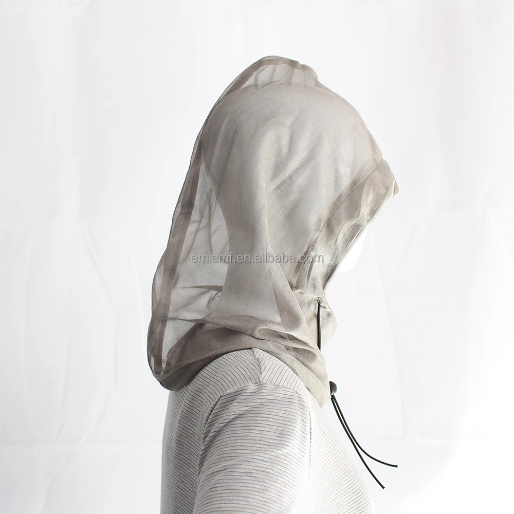 BLOCK EMF Anti Radiation Fabric EMI and RF Shielding EMF hat 100% silver mesh hoodie hat 100% silver