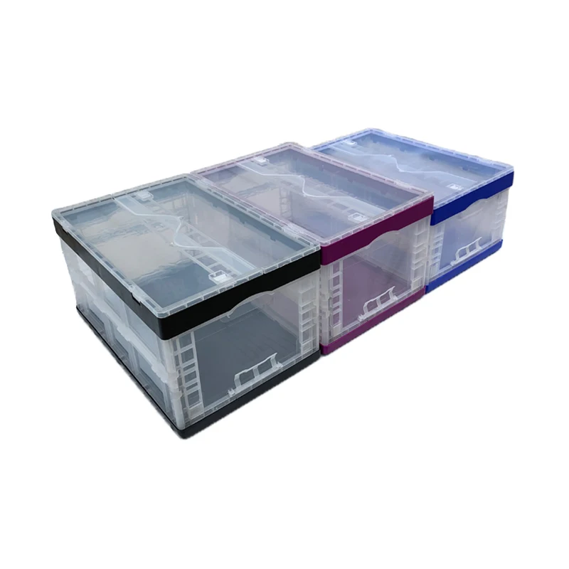Heavy duty large vented food grade pallet crates 38L 2900g storage box turnover folding box pp plastic foldable box