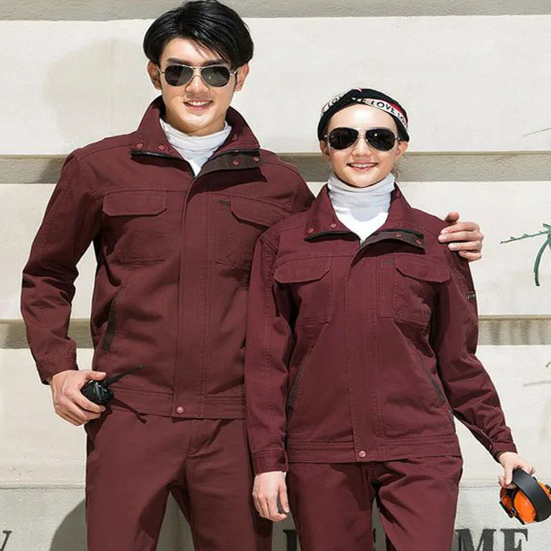 Autumn young men and women simple fashion workers workshop work suit uniform