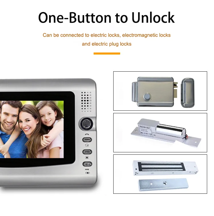 Wired Video Intercom 7' Key Screen Video Door Phone Intercom Access Control System Doorbell Camera Night Vision