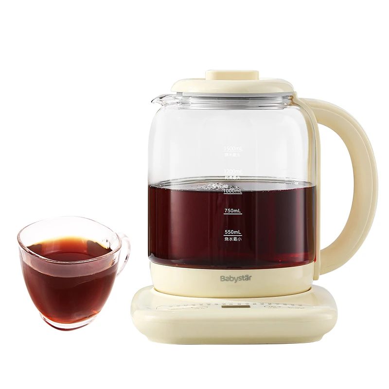 1.5L kitchen heat resistant high borosilicate glass teapot with temperature control, suitable for commercial hotels
