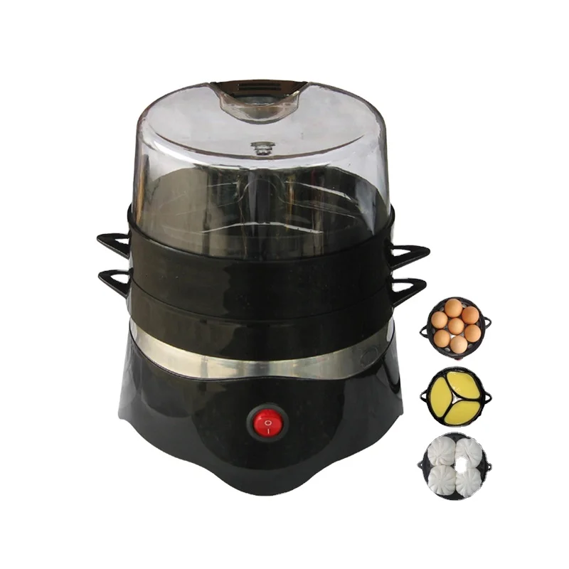 Double Layer Multifunctional Large Capacity Portable Egg Cooker with Automatic Closing Buzzer and Measuring Cup Electric Ce 400
