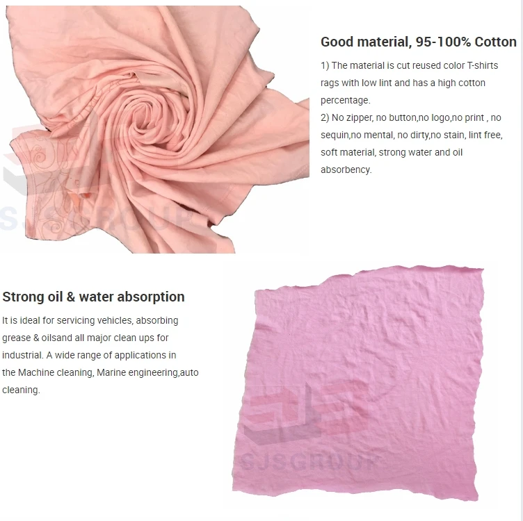 5KG 10Kg 20kg 25kg Wholesale cheap t shirt clean rag textile waste cotton scrap cotton rags bulk