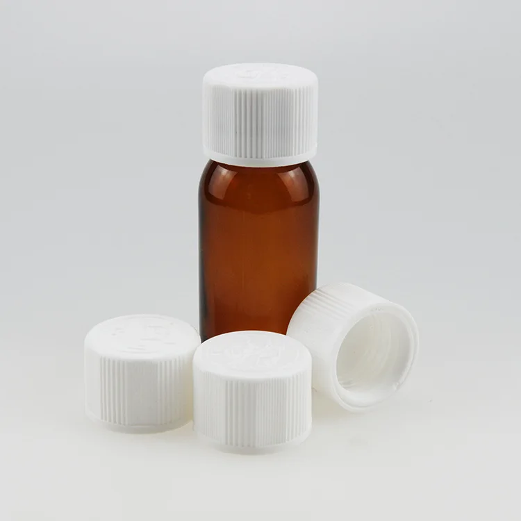 28mm neck finish plastic tamper evident caps White tamper proof Plastic Bottle Caps for DIN 28 glass syrup bottles