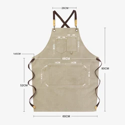 Grey Tailor Work Apron 16oz Washed Canvas Barber Work Barista Apron Sewing Tool Apron