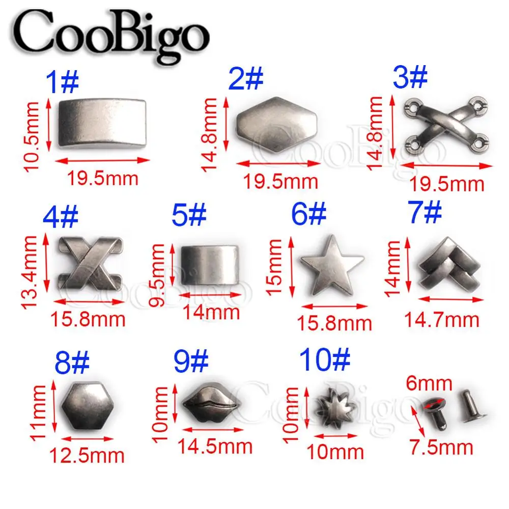 100sets/Pack Pewter Punk Studs Rock Rivet Spikes Bracelet Garment Shoe Bag Pets Collar Leather Craft Parts Lip X Shape #GZ126