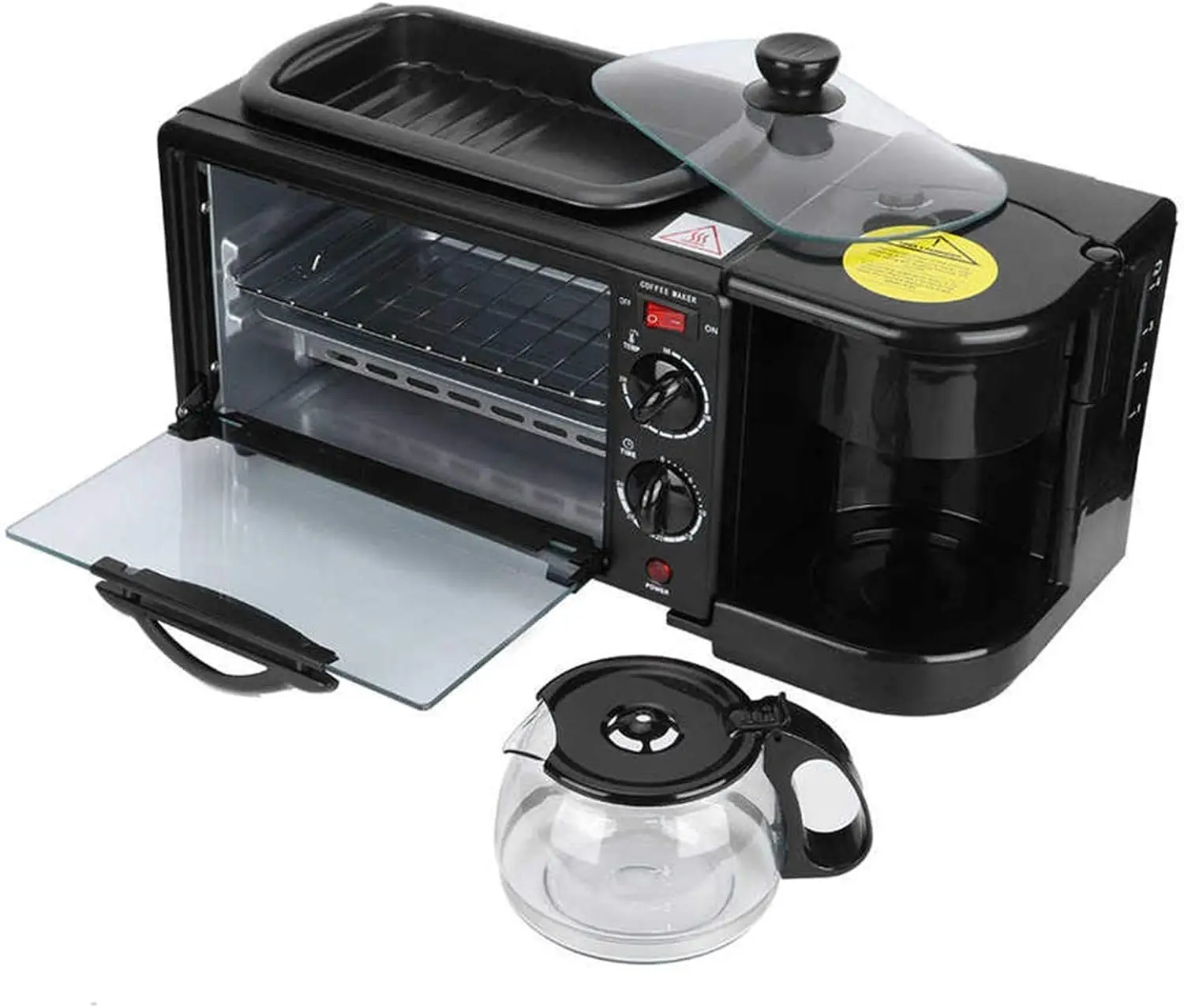 Automatic Cookware Multi Function Egg Cooker Sandwich Waffle Toaster Pizza 3 In 1 Mini Electric Oven Breakfast Station
