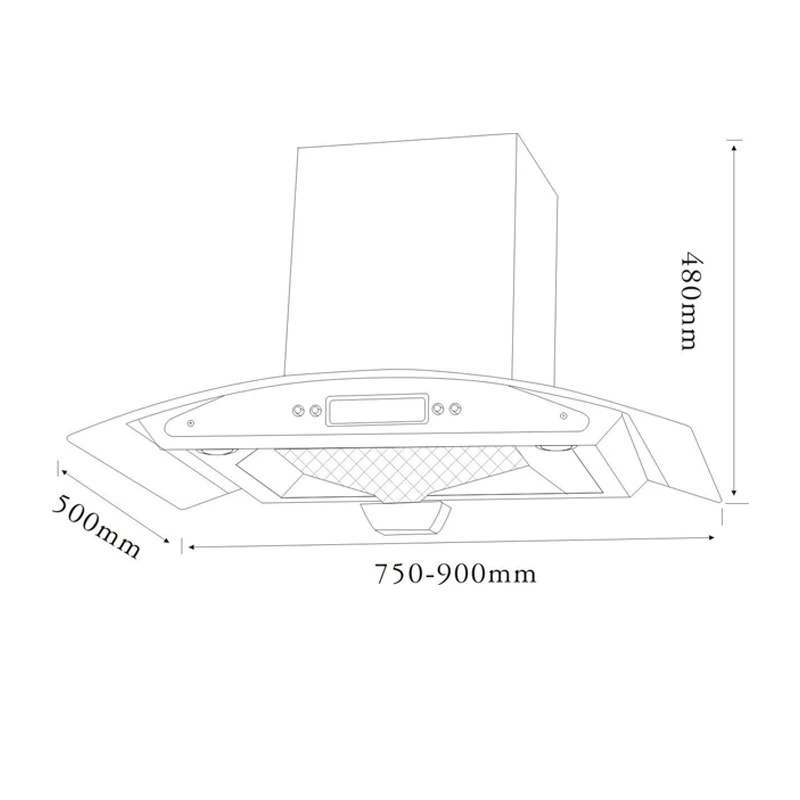 Huachu factory offer wall mounted nexstyle glass kitchen blower copper range hoods