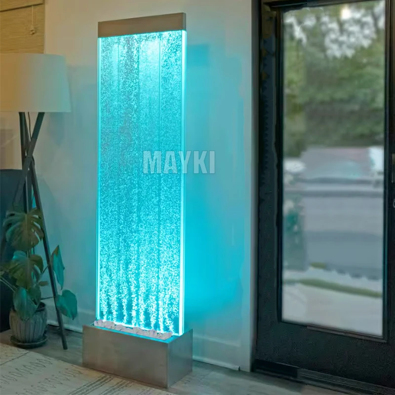 Color Changing Home Water Fountain Sensory Lights Panel Bubble Tube Interactive Sensory Room Aquarium Bubble Tube