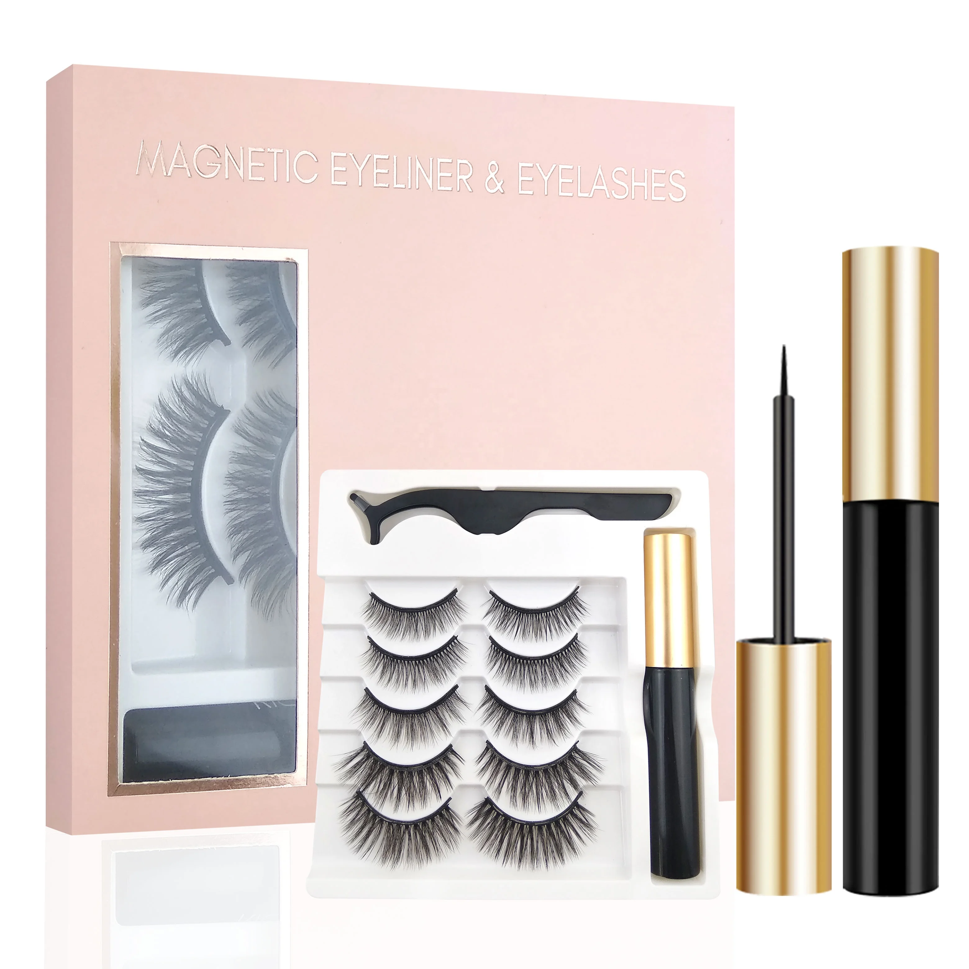 
Wholesale 3D Eyelash Tweezers Packaging Box Set And Magnetic Eyelashes With Eyeliner 