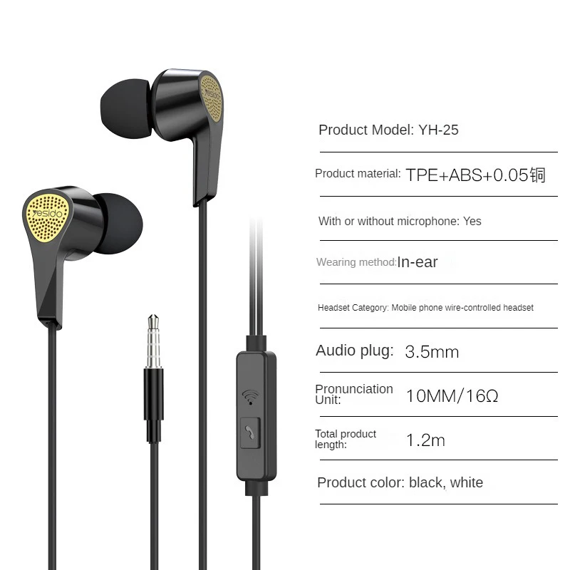 Wholesale Price In-Ear Earbuds Headphone Mini Handsfree Wired Earphone With Mic YH25C 3.5mm jack heavy bass stereo headset