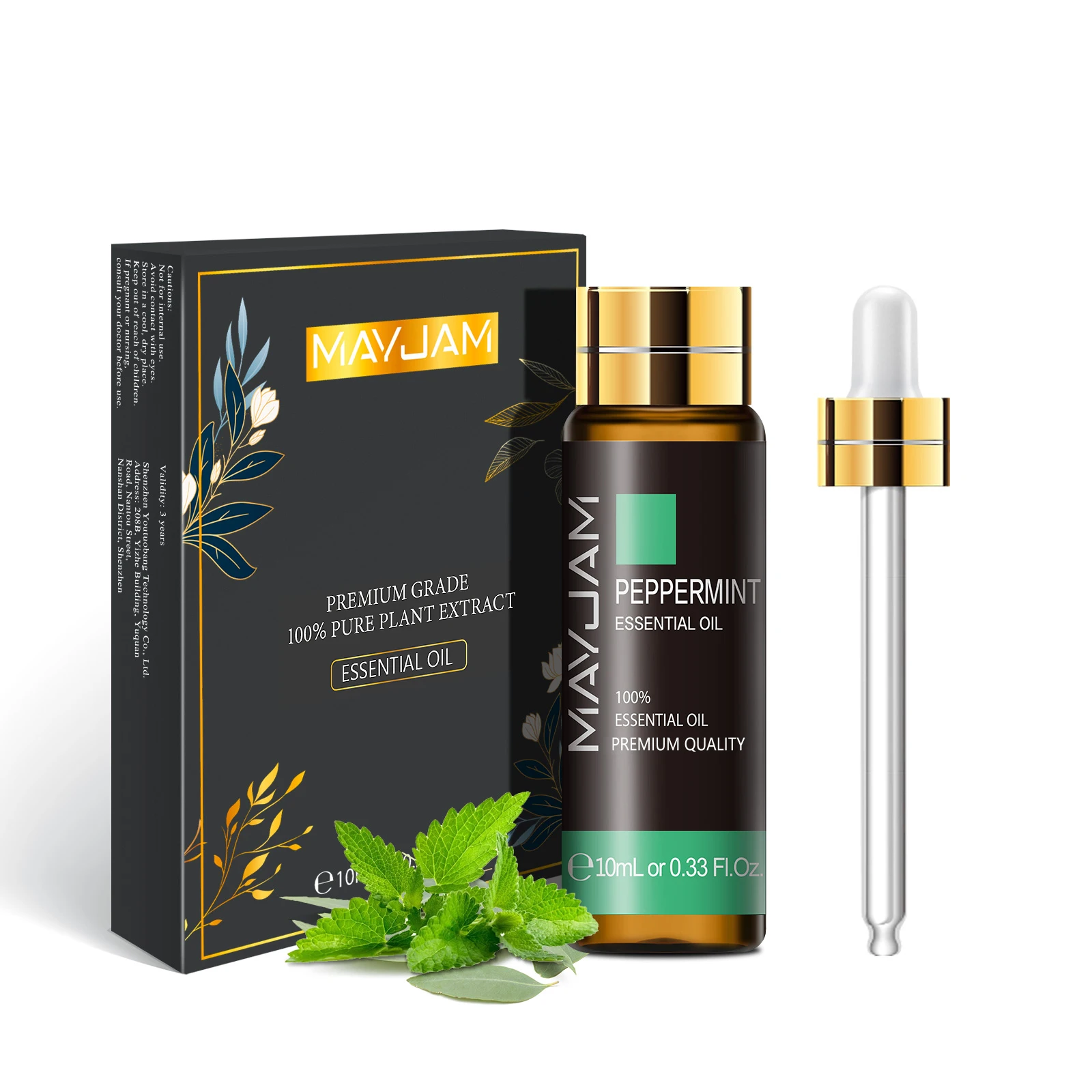OEM Pure Natural Plant aromatherapy 10ml with Dropper Peppermint Essential Oils for Aroma Diffuser