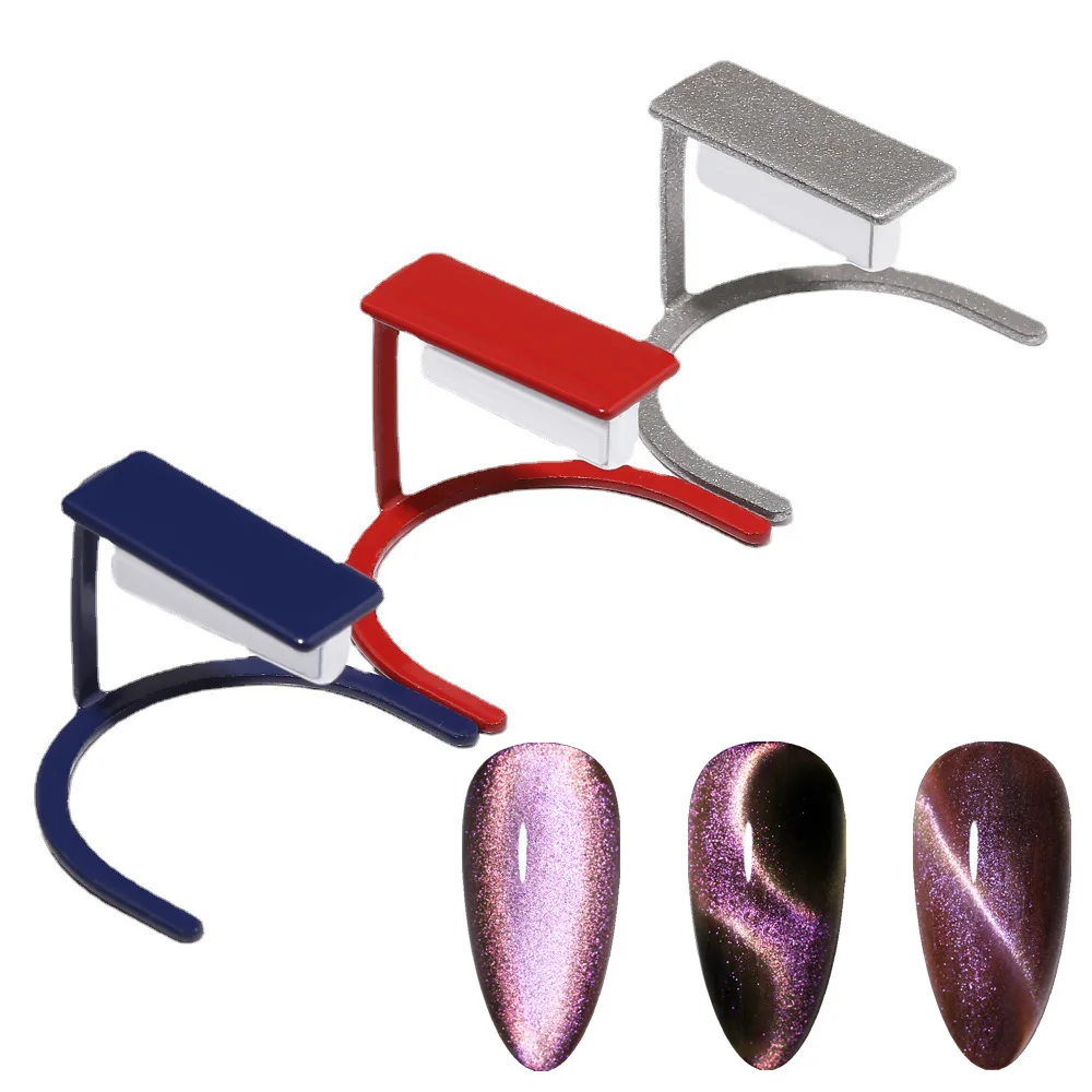 New Arrival Nail Art Cat Eye Polish Magnet with Holder Tool Rectangle  Magnet Stick Red Blue Sliver Nail Art Tool