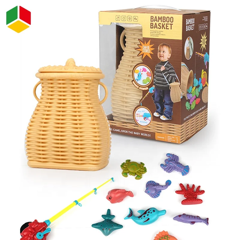 Рыболовная удочка QS игрушка из бамбука Детская развивающая летняя магнитная для рыбалки