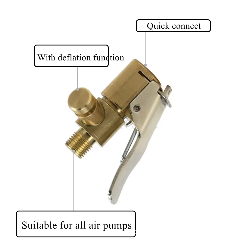 Brass Tyre Wheel Tire Air Chuck Inflator Pump adapter  With deflator Connector