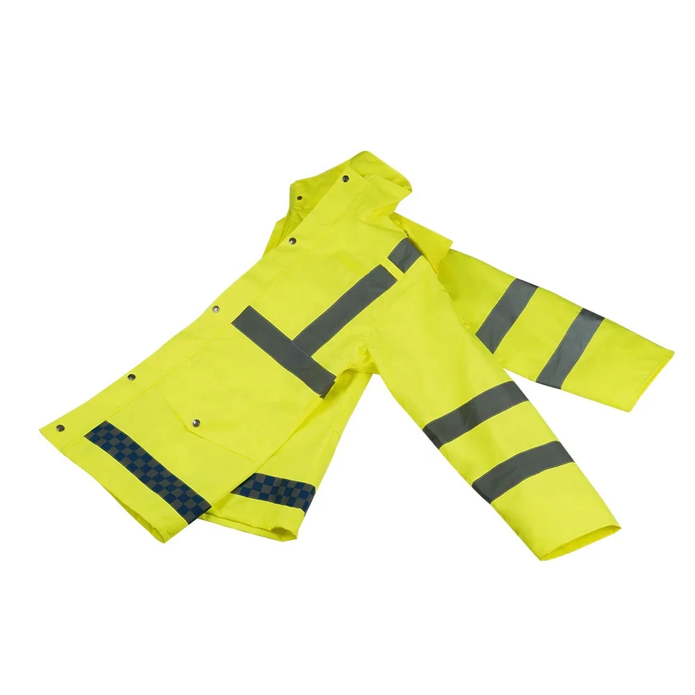 Greatland Wholesale Mens Waterproof Rainwear hi vis reflective PU Waterproof Working Rain Suits