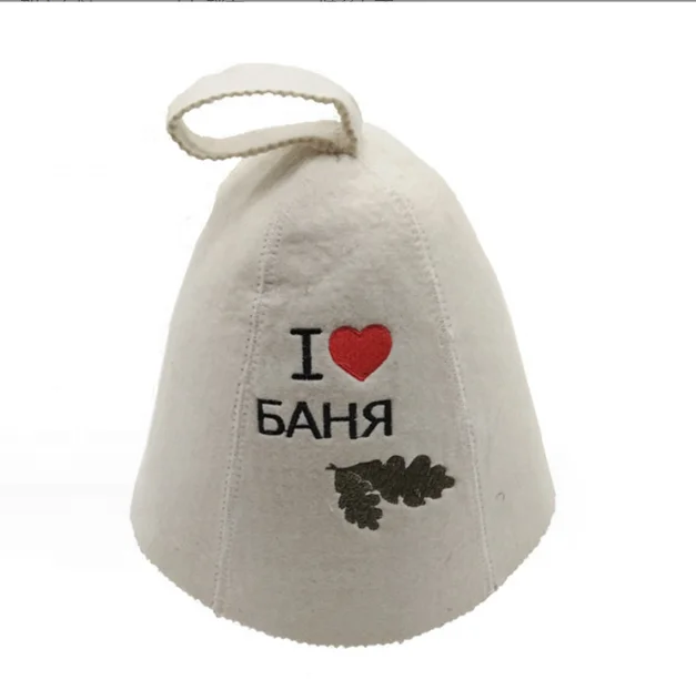 Belief Custom Beautiful Sauna LOGO Natural Wool Felt Sauna Hat Sheep Wool Felt Russian Banya Sauna Hat