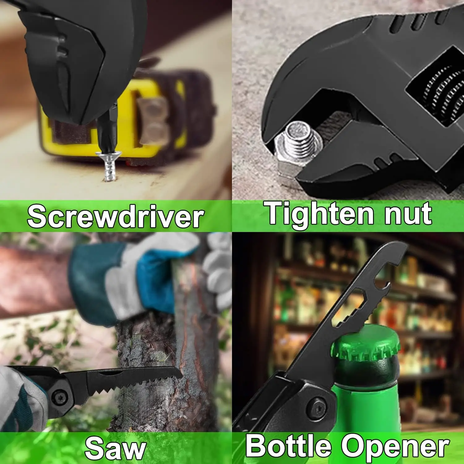 Multitool Wrench Adjustable Camping Gear Spanner with Flathead Screwdriver for Hiking Outdoor