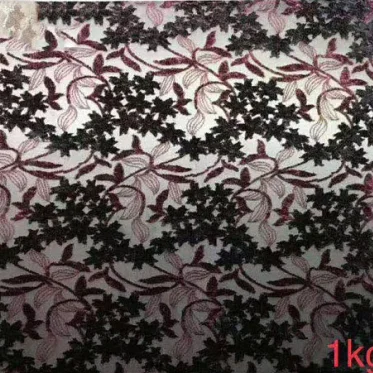 
Latest french tulle net lace with velvet wholesales dress lace red fabrics 