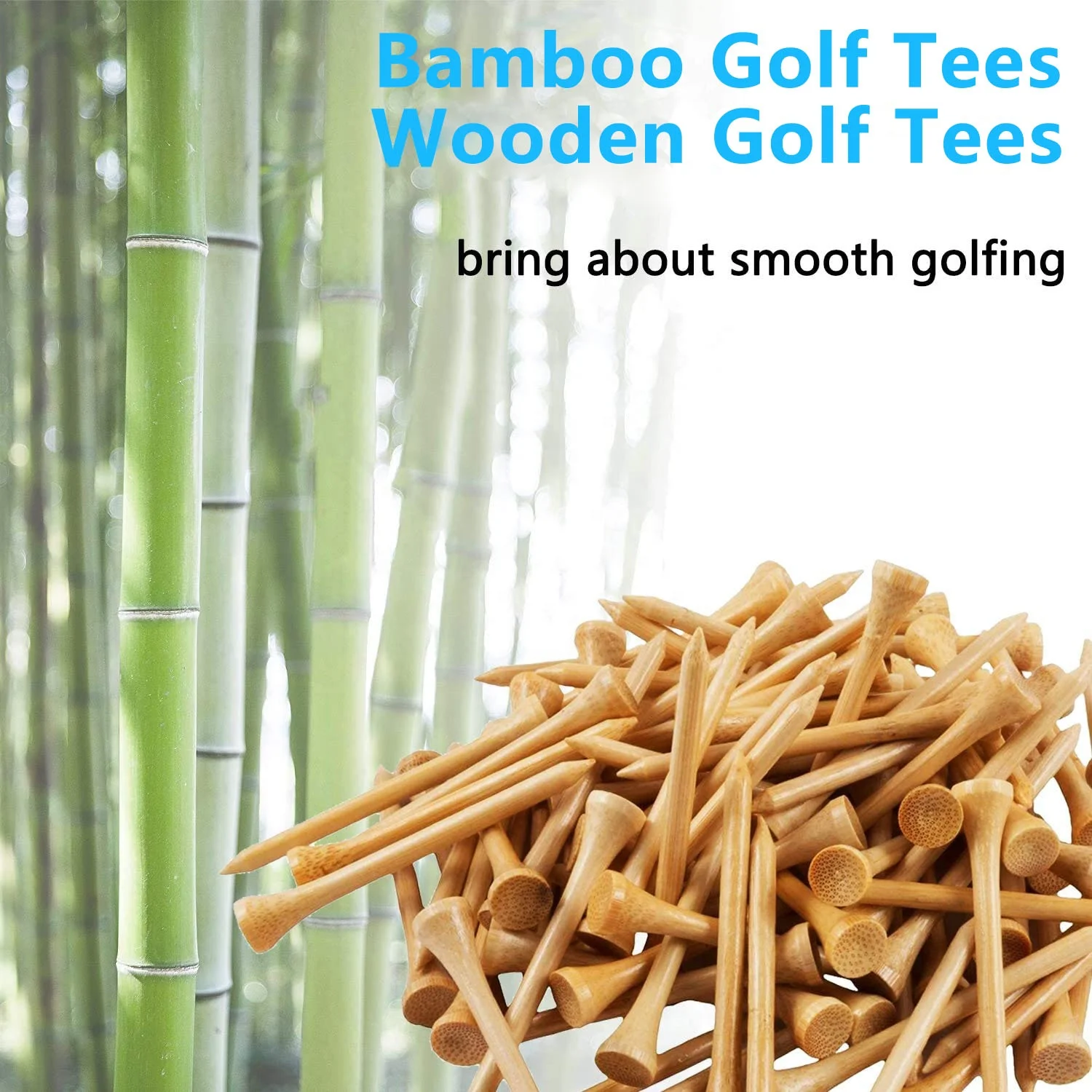 Branded Custom Premium Natural Durable Recycled Bamboo Wooden Driver 70MM/ 2 3/4 Packaged Golf Tees