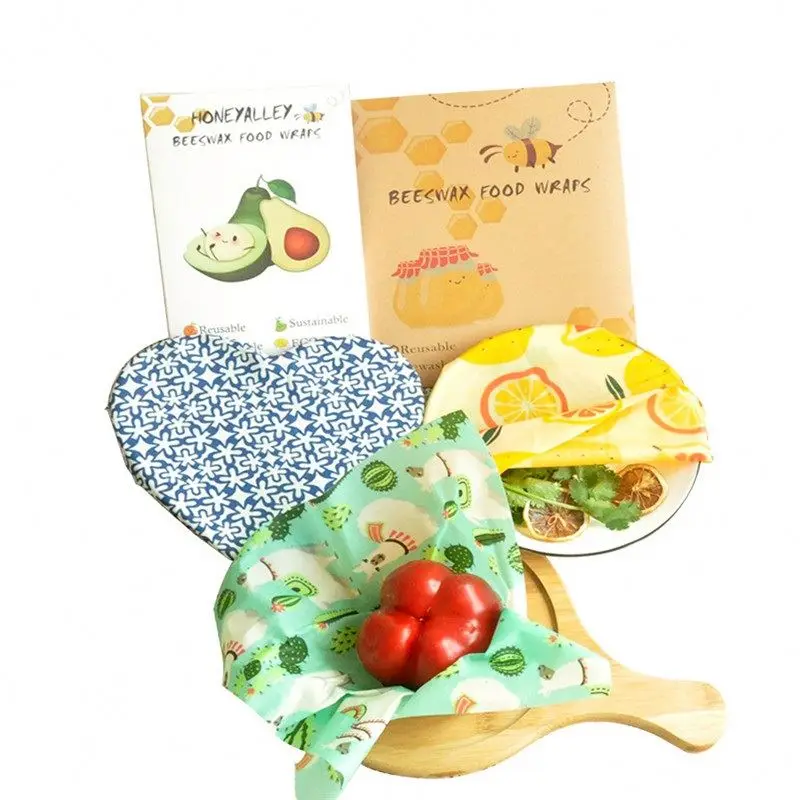 Custom  organic cotton fresh-keeping cloth reusable wrapping paper beeswax fresh-keeping cloth