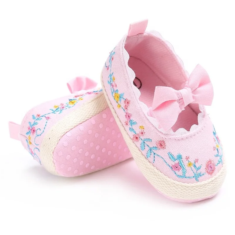 High quality Fashion Infant Designer Floral Baby Girls Bow New Born Shoes