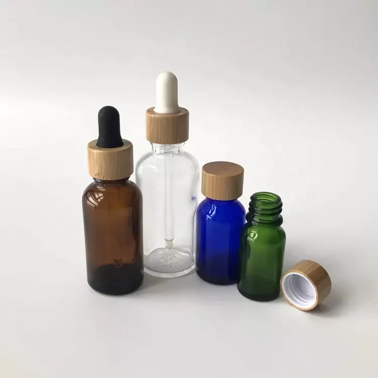 Pipette Dropper Cosmetic Packaging Dark Green Essential Oil Glass Bottle With Basket Dropper