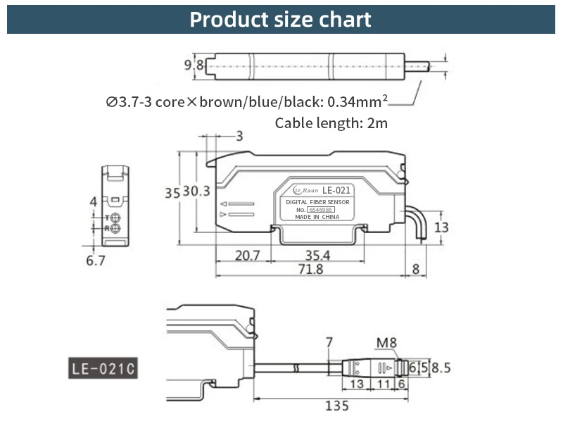 Leraun Fiber Optic Sensor Proximity Photoelectric Digital Display Fiber Optic Amplifier Sensor With Ultra-Fast Response
