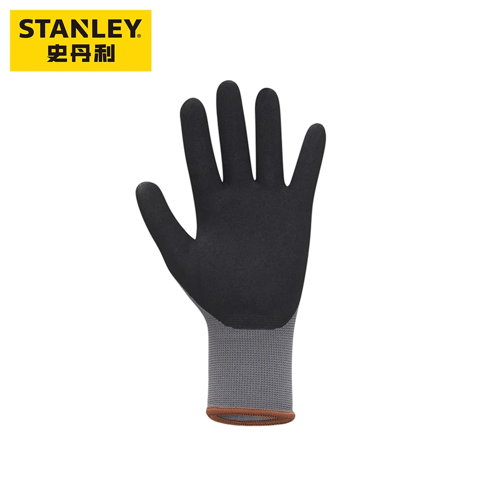 Safety Gloves Comfortable 15 Gauge Grey Polyester Nitrile Scrub Handling Anti-slip Wear Protective Gloves Work Breathable