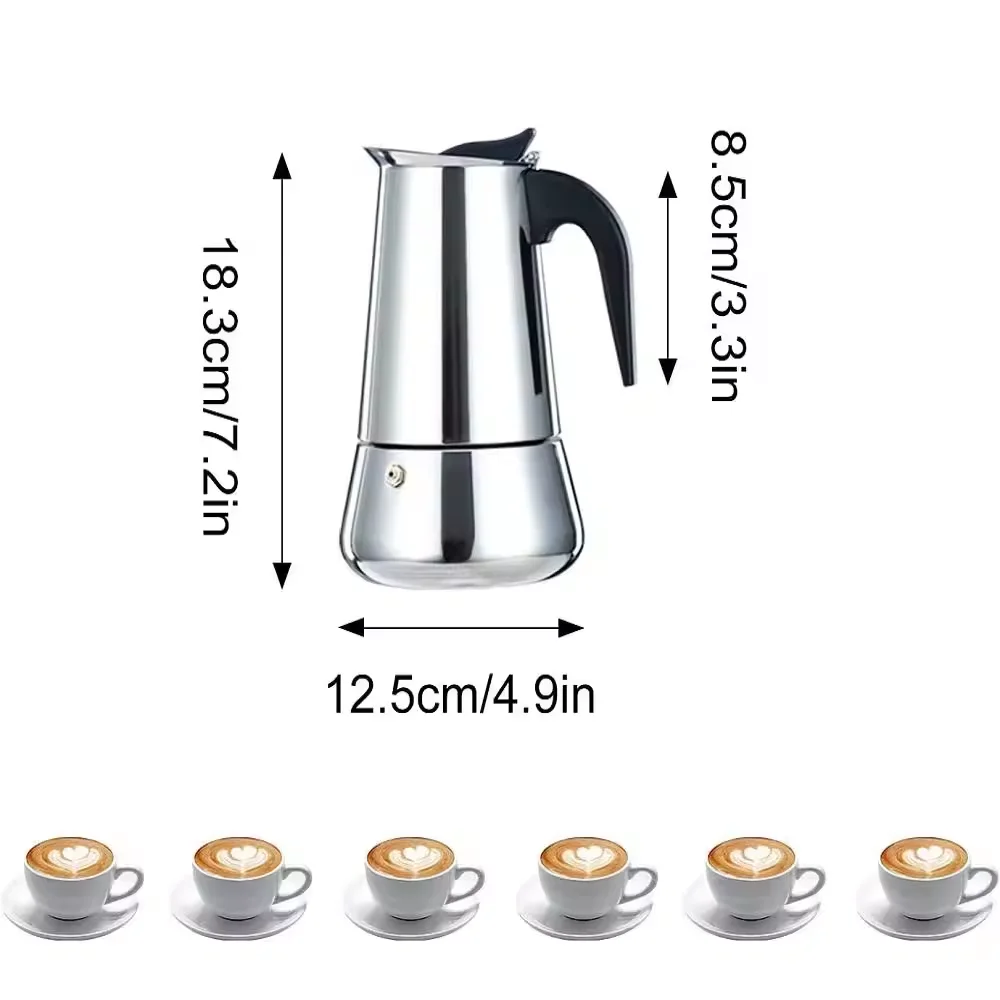 Stainless Steel Coffee Maker Customize Gas Stove Coffee Brewing Moka Pot Classic Espresso Electric Stove Moka Pot