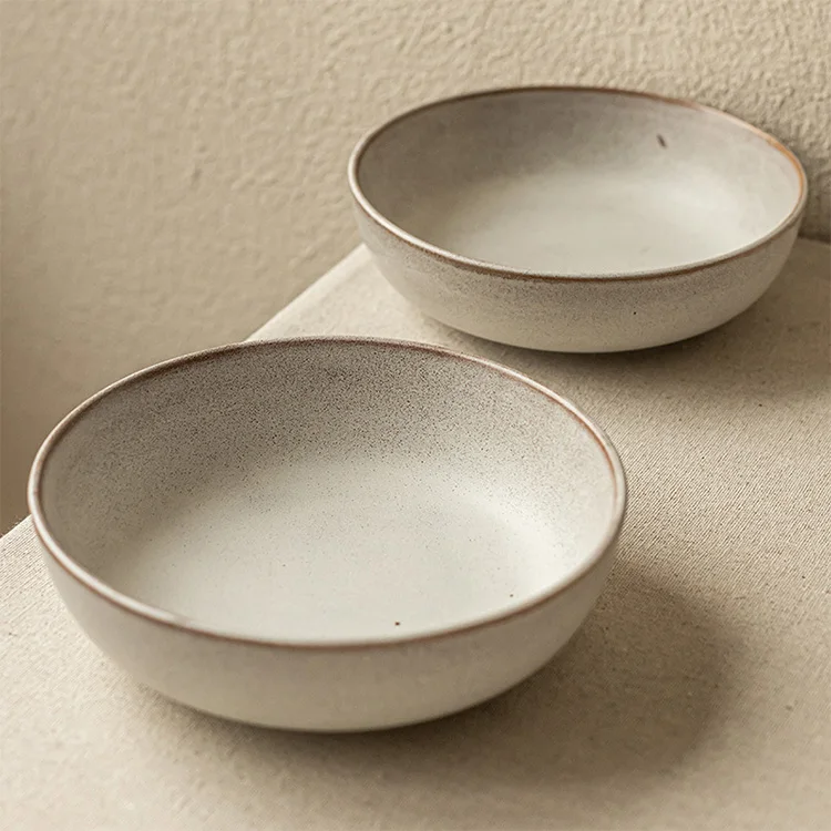 Slight Defect Modern Natural Colour Porcelain Microwave Round Ceramic Ramen Bowl Microwave Safe Porcelain Bowls Tableware