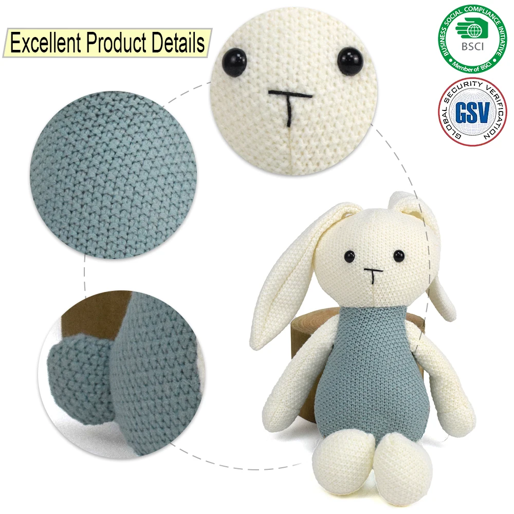 New Fabric Stuffed Animal Toy Dolls Horse Elephant Deer Bunny Bear Pig Animal Crochet Woven Doll