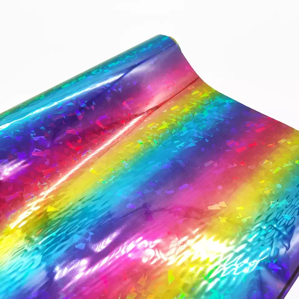 Most Popular Wholesale PET Multi Color Cracked Ice Pattern Self Adhesive Hot Stamping leather Foil